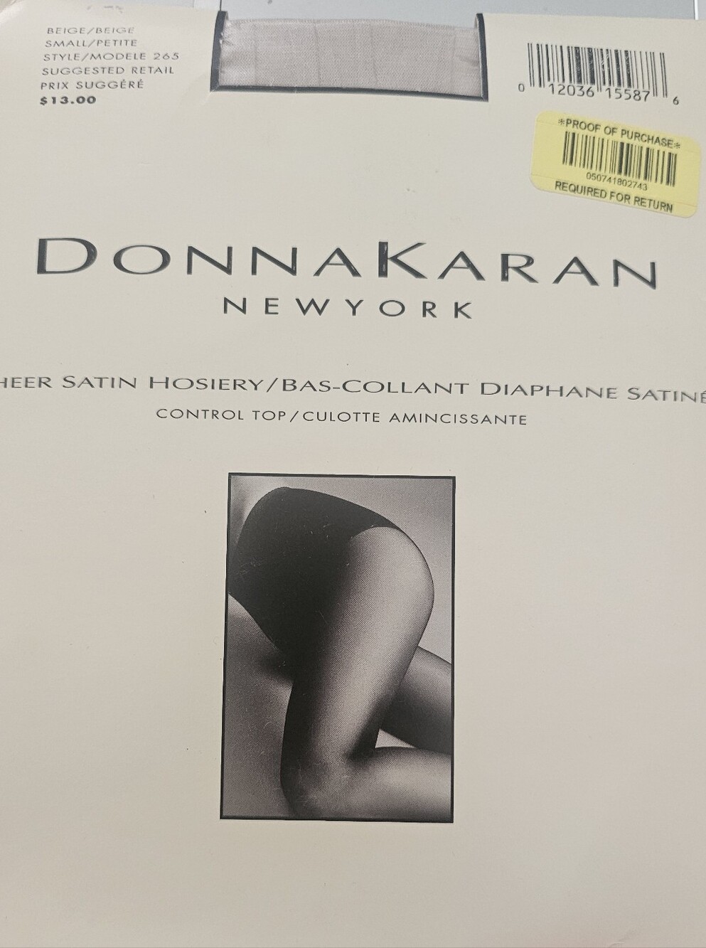 Donna Karen New York Contol Top Beige  Sheer Shimmer hose